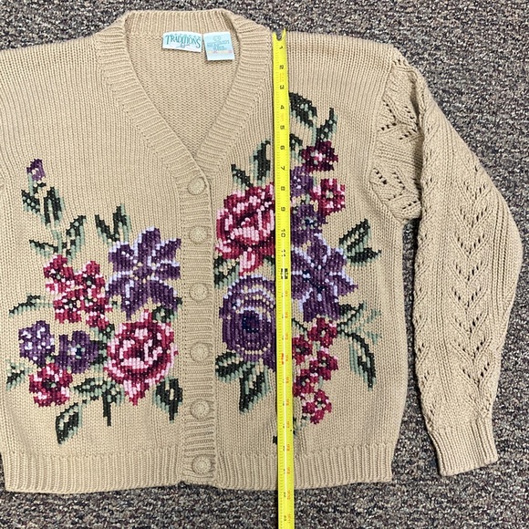 Vintage Northern Traditions 100% Cotton Cardigan knit buttons, size Large EUC - Picture 9 of 10